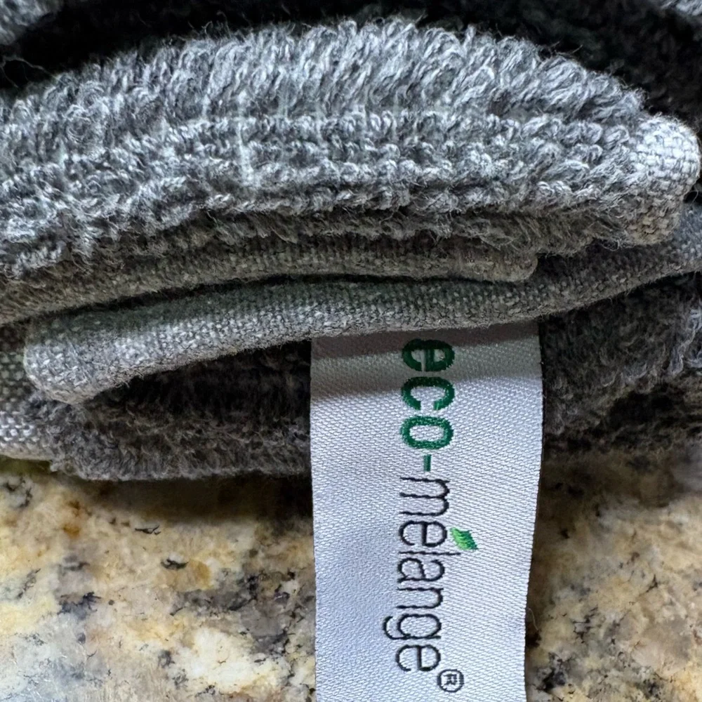 ECO-MELANGE NEW 2pc rayon from bamboo ribbed hand towel set -gray